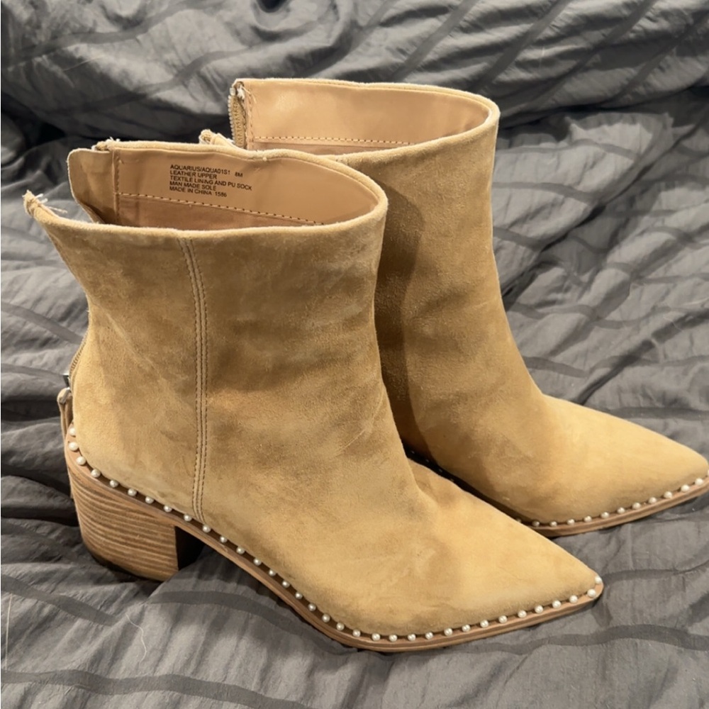 Steve Madden Tan Ankle Booties with Stud Detailing